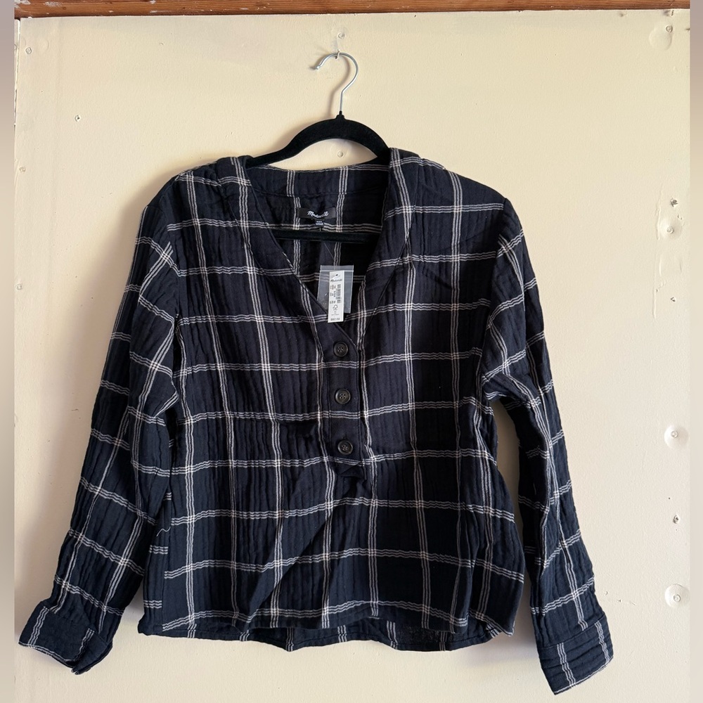 Madewell Black and White Plaid Tunic